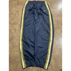 Vintage 90s Nike Track Pants Navy Blue Green White Stripes Air Medium Baggy